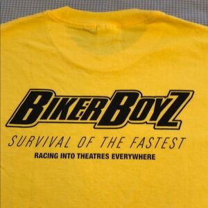 2003 BIKERBOYZ Movie Promo Yellow Long Sleeve Tee Action Racing DreamWorks #1195